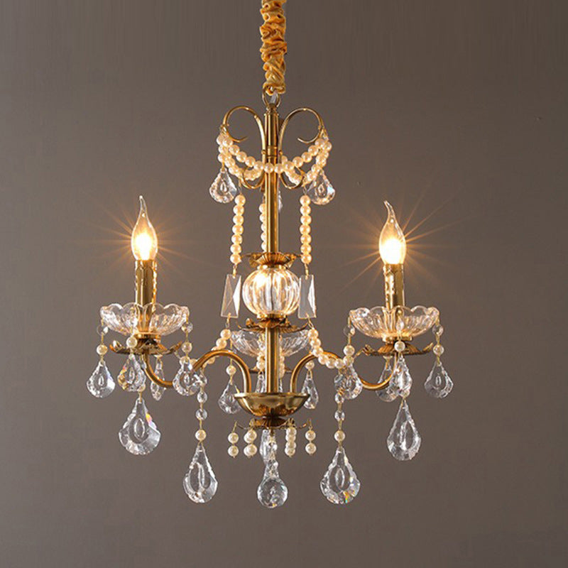 Traditional French Candelabra Crystal Iron Chandelier - 3/6/8 Lights for Living Room Elegance