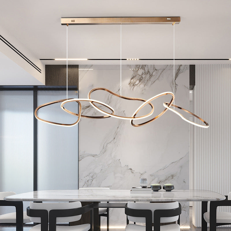 Contemporary Nordic Stainless Steel Round Toroidal LED Chandelier for Dining Room
