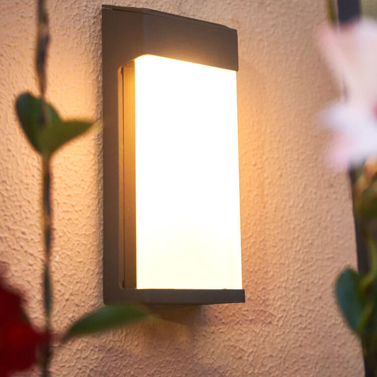 Solar Square Frosted Glass LED Outdoor Wall Sconce - Waterproof Decorative Lighting
