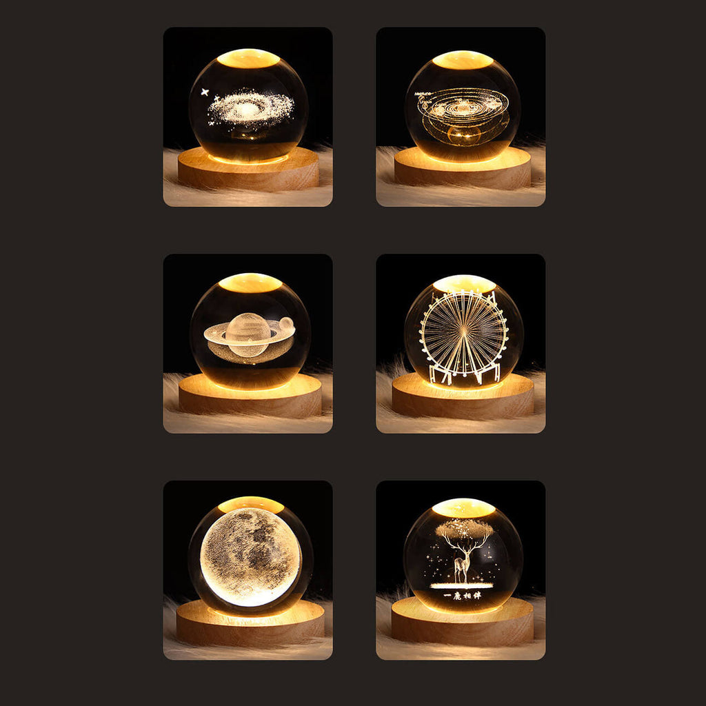 Contemporary Crystal Ball USB LED Night Light Lamp for Bedroom