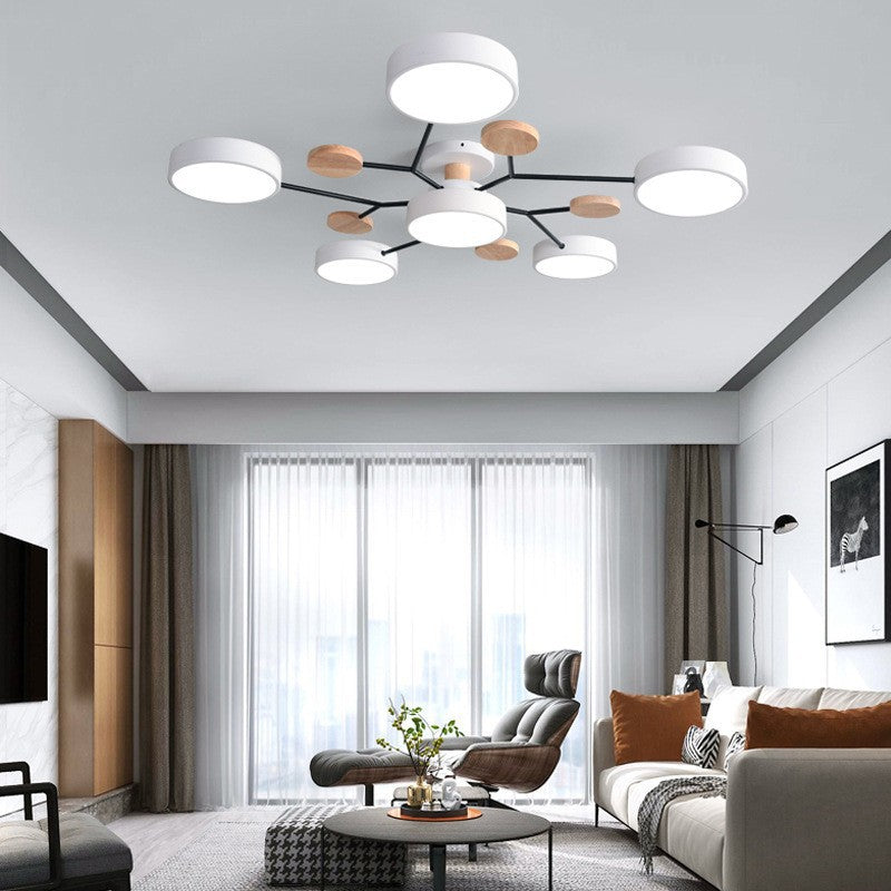Contemporary Scandinavian Round LED Semi-Flush Mount Ceiling Light for Living Room