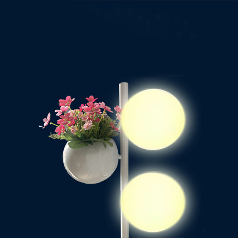 Contemporary Outdoor LED Globe Shade Floor Lamp for Patio Decor - Waterproof and Stylish Flowerpot Design