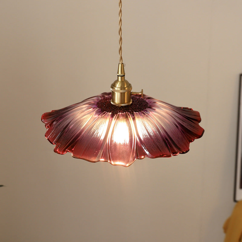 Vintage Lotus Leaf Brass Pendant Light - 1-Light Fixture for Living Room