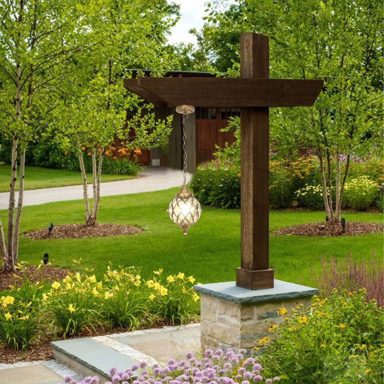 European Vintage Round Ball Die-Cast Aluminum Outdoor Waterproof Pendant Light 1-Light