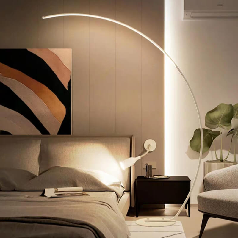 Modern Minimalist Fishing Rod LED Floor Lamp - Arc Circular PVC Aluminum Design for Living Room Lighting