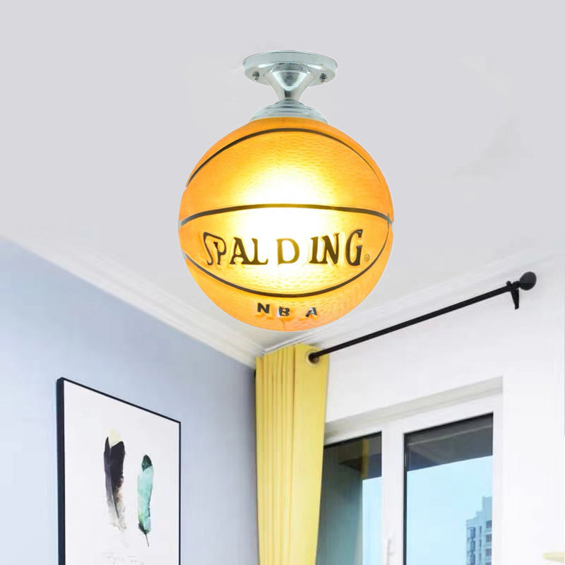 Basketball Soccer Glass Semi-Flush Mount Ceiling Light