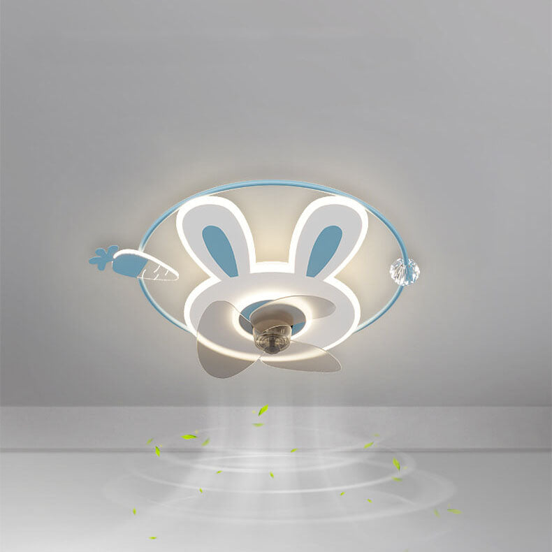 Cartoon Bunny Carrot LED Ceiling Fan Light Fixture
