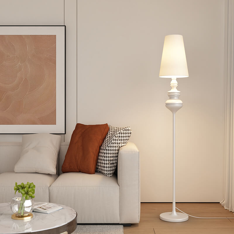 Modern Transitional Fabric Cone Iron Base Floor Lamp - 1-Light for Living Room