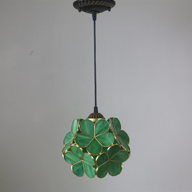 Vintage Stained Glass Petal Pendant Light - Illuminated Floral Charm