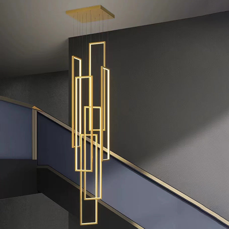 Modern Minimalist LED Chandelier - Iron, Aluminum & Silica Ceiling Plate for Stairway