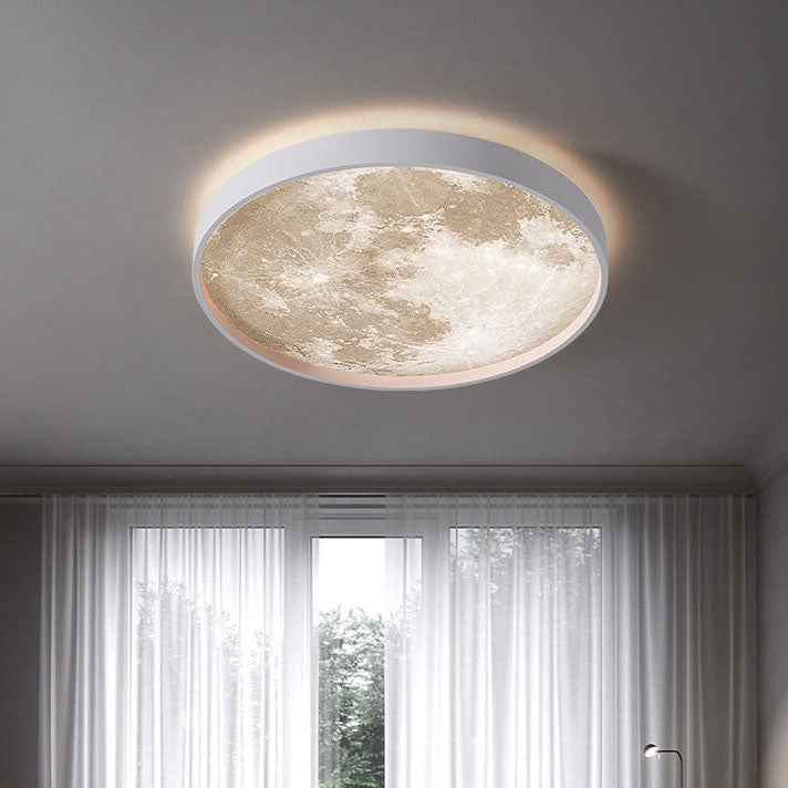 Modern Minimalist Moon LED Flush Mount Ceiling Light for Living Room