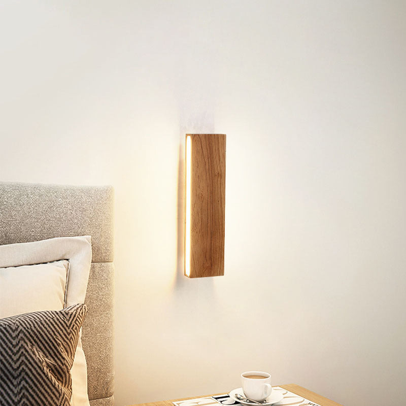 Solid Wood Strip LED Wall Sconce Lamp - Modern Wood Lighting, Eco-Friendly Design, Adjustable Brightness, Interior Wall Light, Minimalist Home Decor