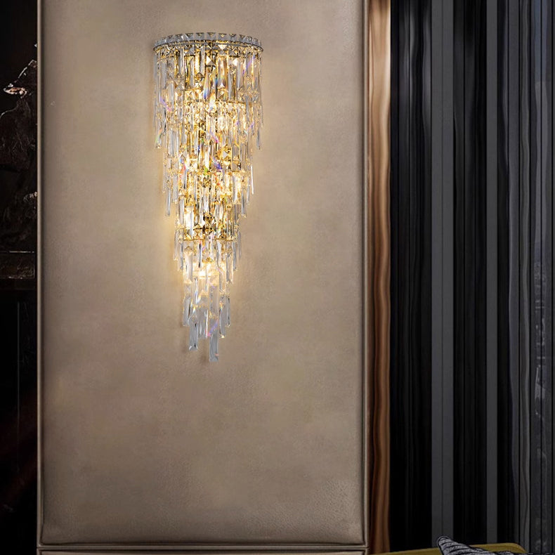 Contemporary Luxury Crystal Tassel Wall Sconce - 1-Light for Living Room