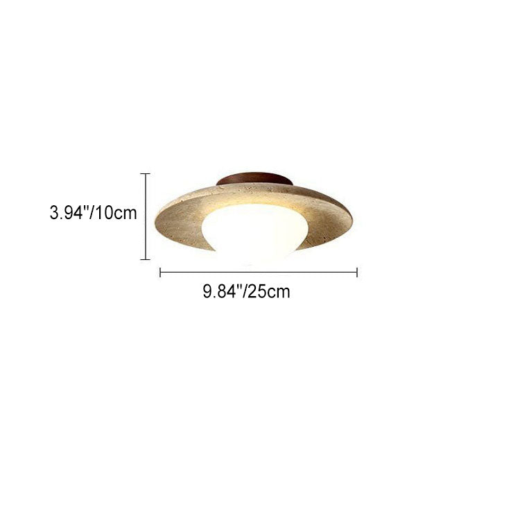 Traditional Vintage Round Travertine Flush Mount Light for Hallway
