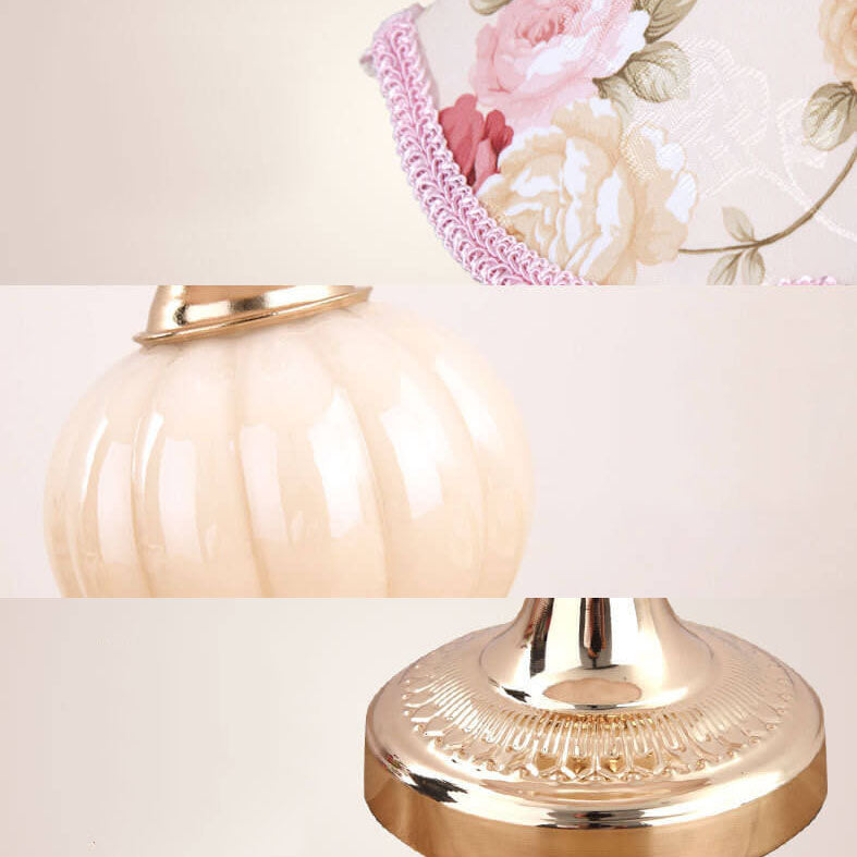 Nordic Vintage Floral Glass Table Lamp - 1-Light Design, Boho Home Decor, Elegant Lighting Solution