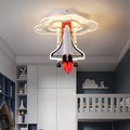 Contemporary Creative Iron Cartoon Aerospace Rocket Acrylic LED Kids Flush Mount Ceiling Light for Living Room, Playroom, Nursery, Modern Children's Lighting Fixture, Space-Themed Home Decor, Adjustable Brightness, Energy Efficient Kids Room Accessories