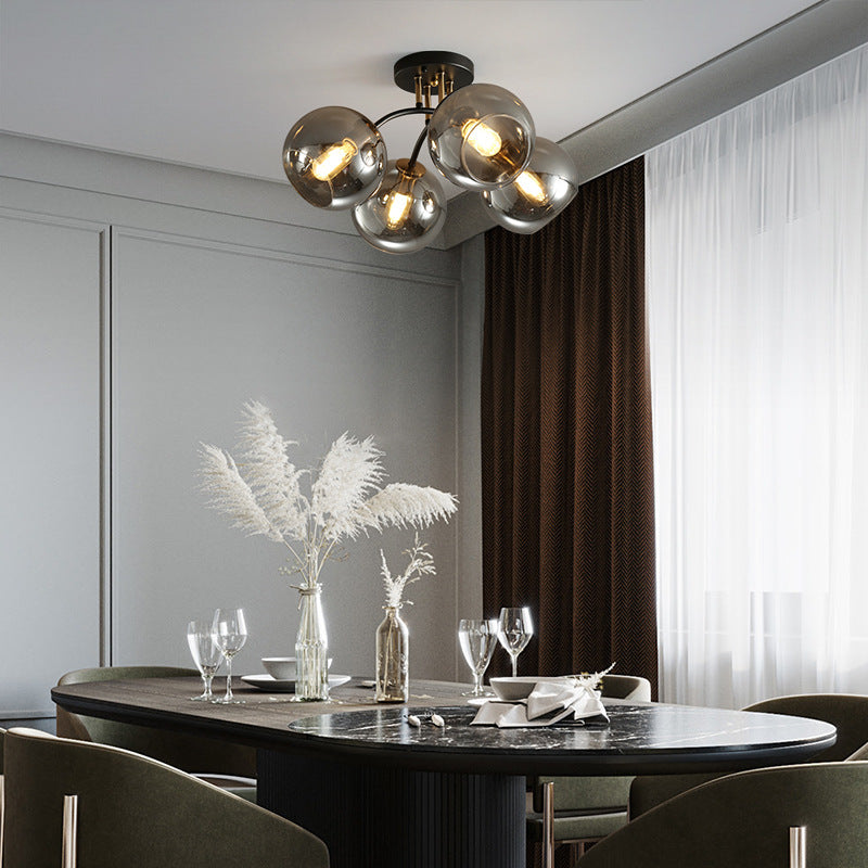 Modern Luxury Iron Glass Magic Bean Semi-Flush Mount Ceiling Light - 4/6/8 Lights for Bedroom