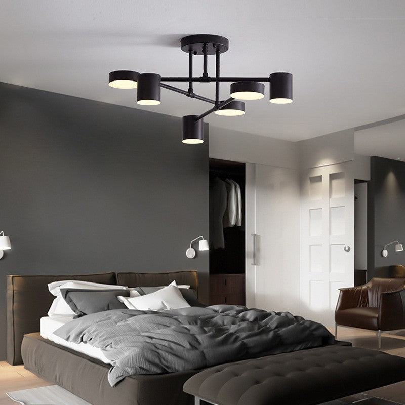 Contemporary Nordic Iron Aluminum Acrylic Round Cylinder Branch LED Semi-Flush Mount Ceiling Light