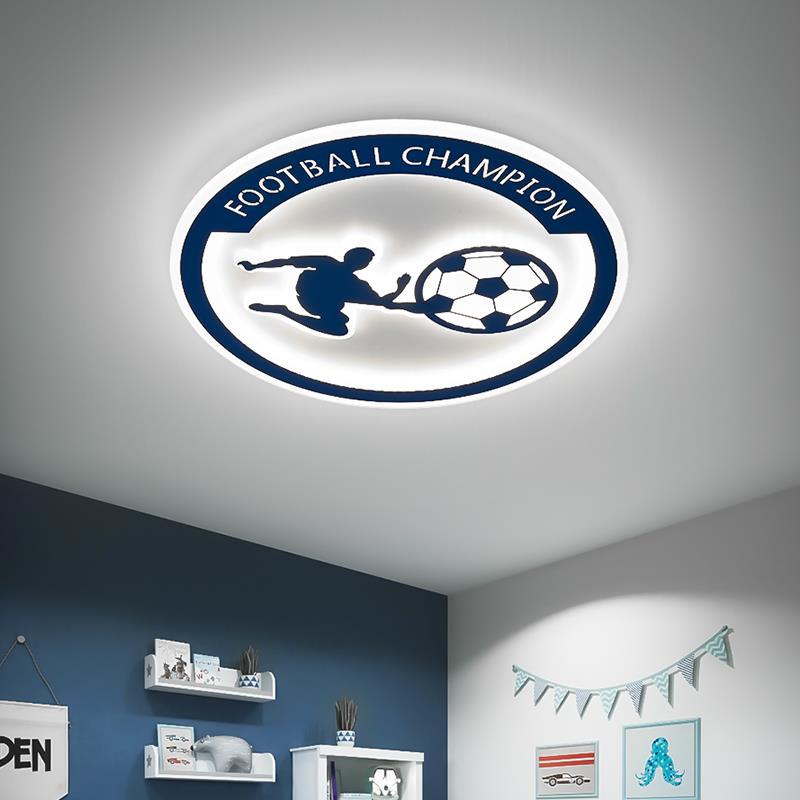 Contemporary Creative Kids Round Football Iron Acrylic LED Flush Mount Ceiling Light Great for Bedroom Playroom Nursery Modern Sports Decor Adjustable Brightness Energy Efficient Stylish Illumination Safe for Children Multi-Color Options Fun Design Easy t