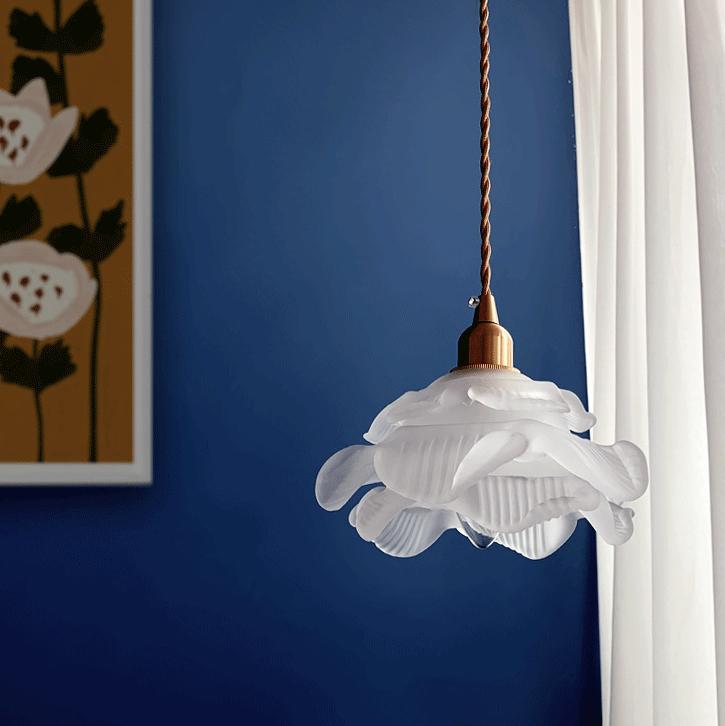 French Vintage Petal Glass LED Pendant Light