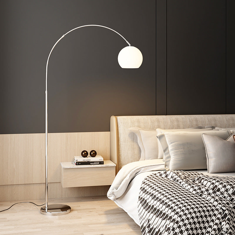 Scandinavian Glass Shade Fishing Rod Floor Lamp - 1-Light Iron Design for Living Room