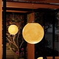 Contemporary Nordic Solar Waterproof PE Resin Round Moon LED Pendant Light for Outdoor Patio