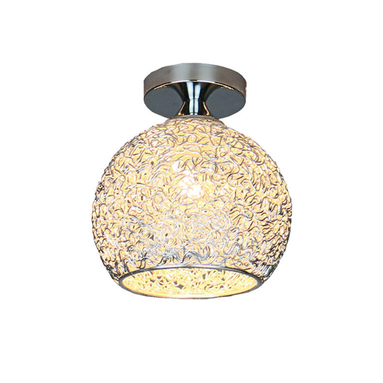 Contemporary Scandinavian Iron Aluminum Weaving Ball Semi-Flush Ceiling Light for Hallway