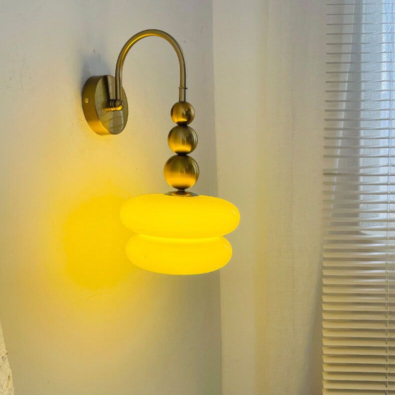 Macaron Cream Gourd Glass Shade Wall Sconce - 1-Light Elegant Design Lamp for Modern Decor, Stylish Lighting Fixture, Artisanal Home Accent