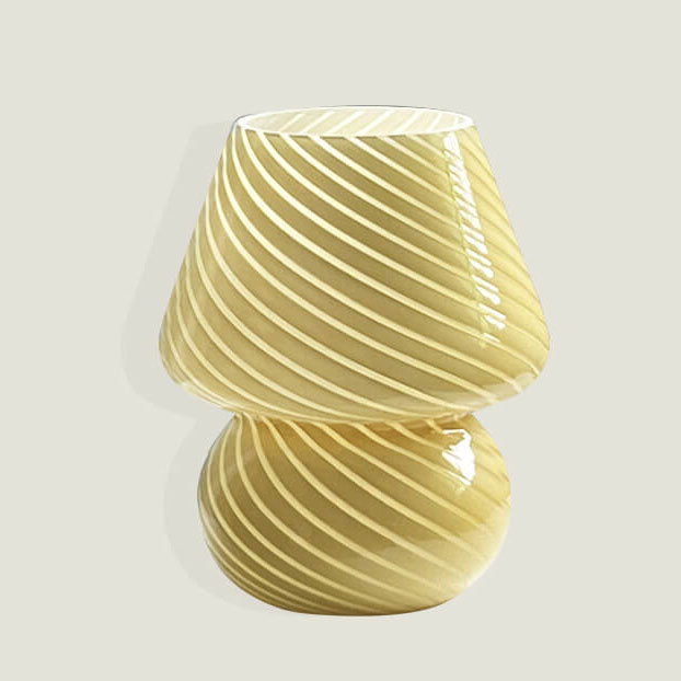 Modern Minimalist Striped Mushroom Glass Table Lamp 1-Light