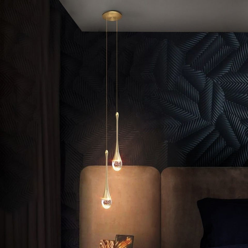 Contemporary Scandinavian Crystal LED Chandelier for Bedroom 

Elevate your bedroom decor with this stunning contemporary chandelier, featuring water drop design and a sleek combination of iron and aluminum. Perfect for adding a touch of elegance, this LE