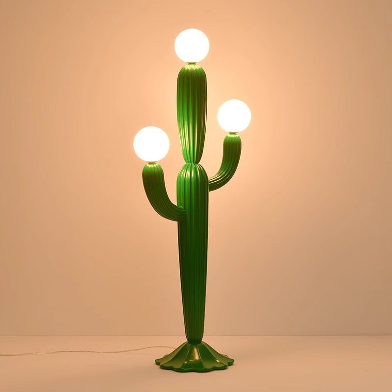 Contemporary Cactus Resin Glass 3-Light Floor Lamp for Living Room