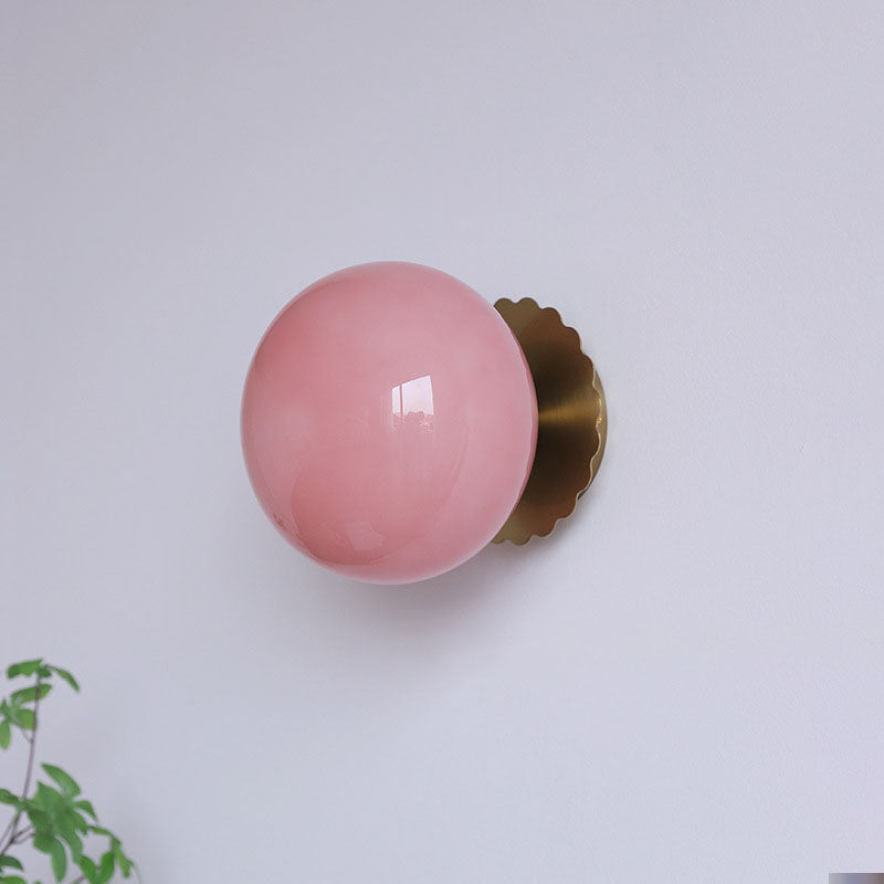 Modern Vintage Iron Glass Round Wall Sconce Lamp - 1-Light Minimalist Design