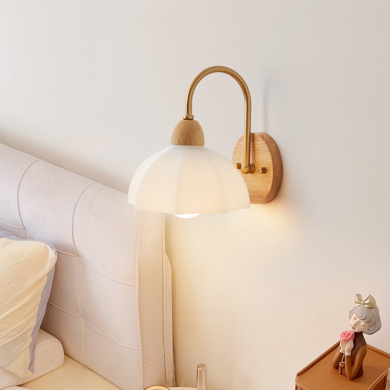 Contemporary Wood & Ceramic Wall Sconce Lamp for Living Room