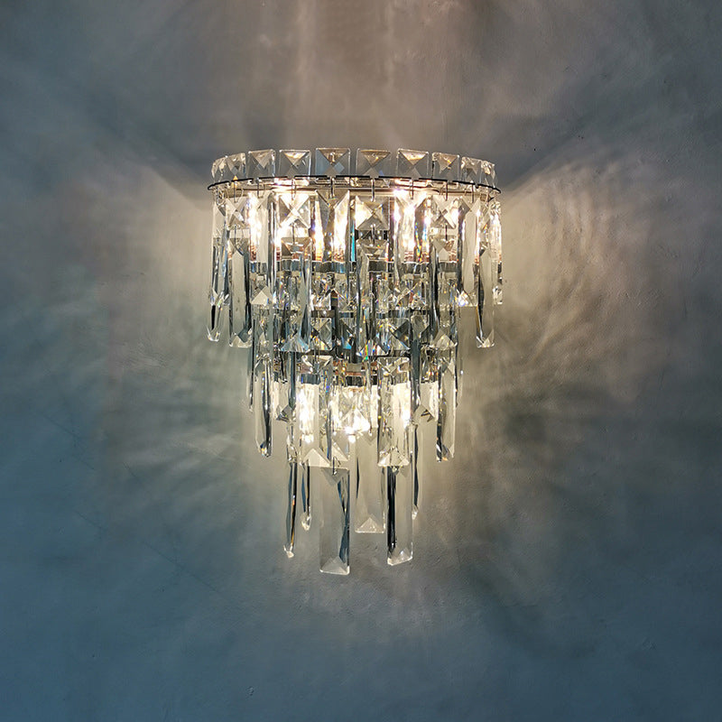 Contemporary Luxury Crystal Tassel Wall Sconce - 1-Light for Living Room