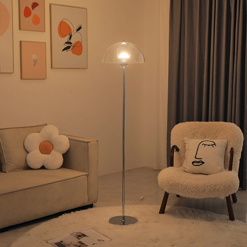 Nordic Vintage Acrylic Dome Floor Lamp - 1-Light Standing Design