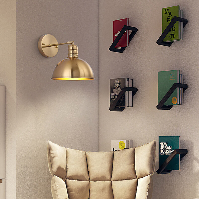 Industrial Iron Brass Cone Wall Sconce Lamp - 1-Light Contemporary Design for Living Room