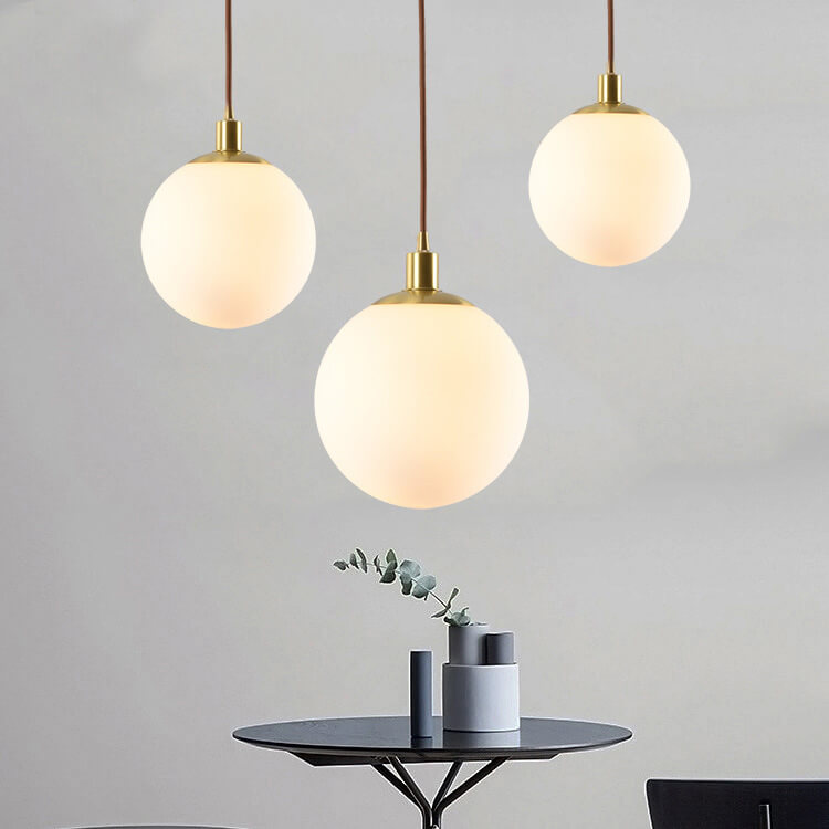 Contemporary Nordic Minimalist White Orb 1-Light Pendant for Bedroom