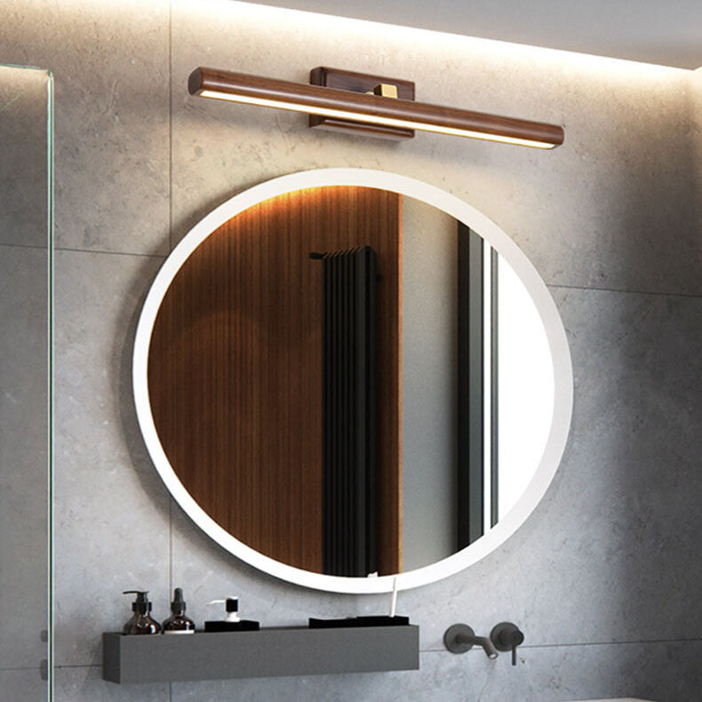 Nordic Minimalist Beechwood & Copper LED Wall Sconce - Bathroom & Living Room Mirror Lamp