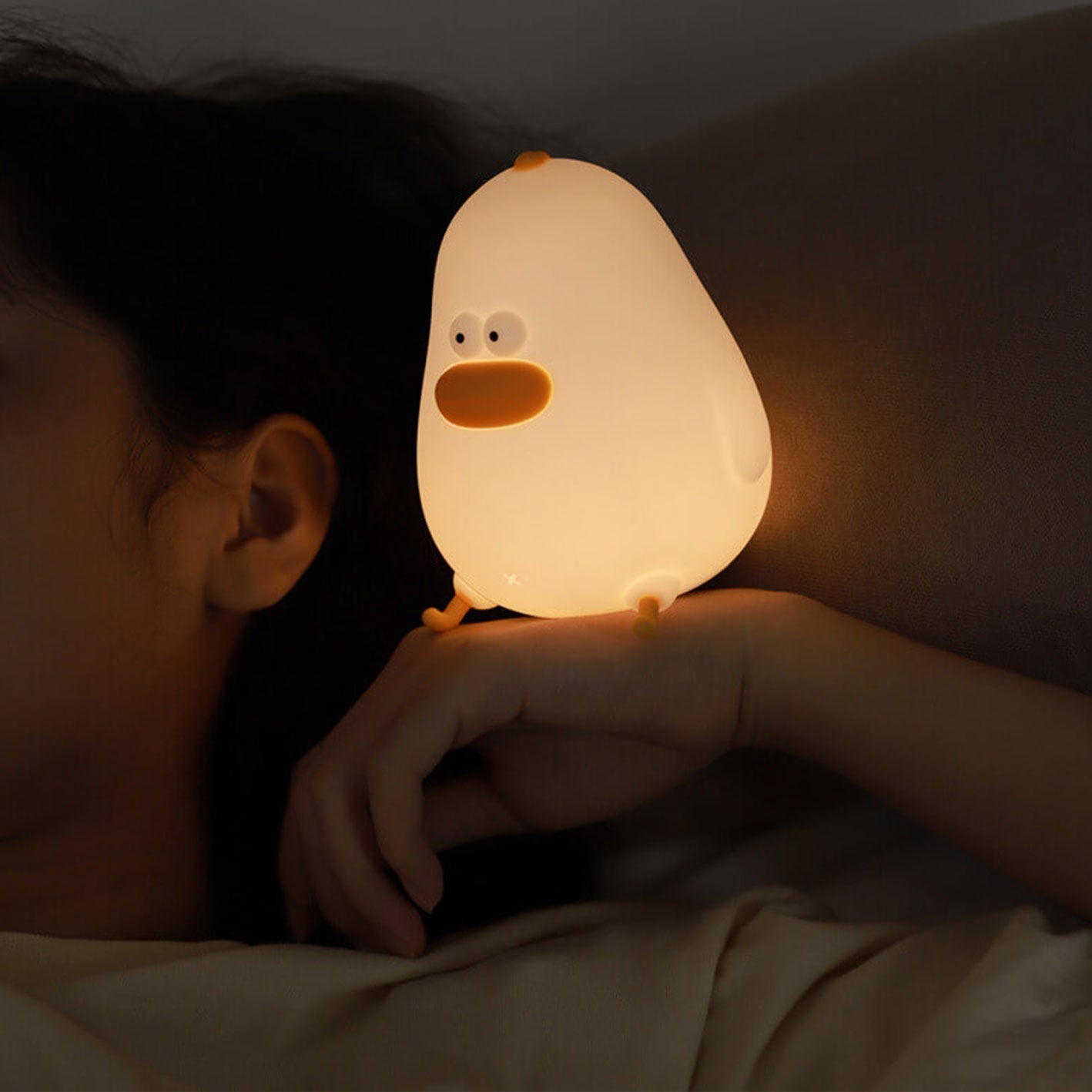 Cartoon Chick LED Silicone Night Light - USB Table Lamp for Kids