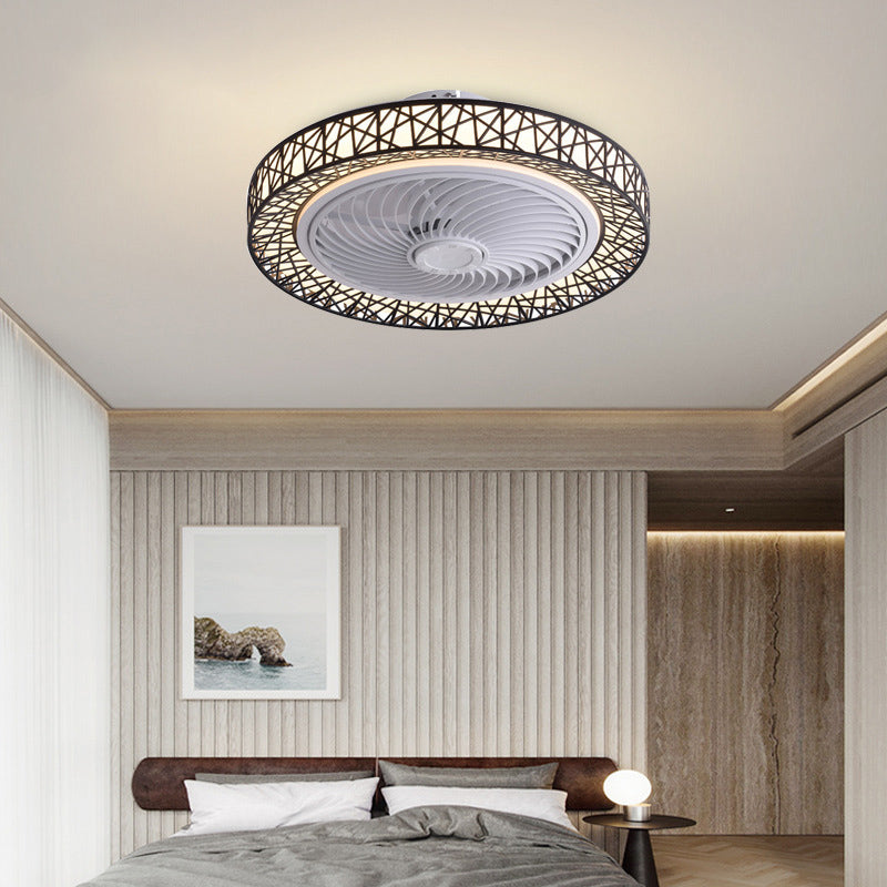 Modern Luxury Round Lace Ceiling Fan Light - LED Flush Mount Fixture