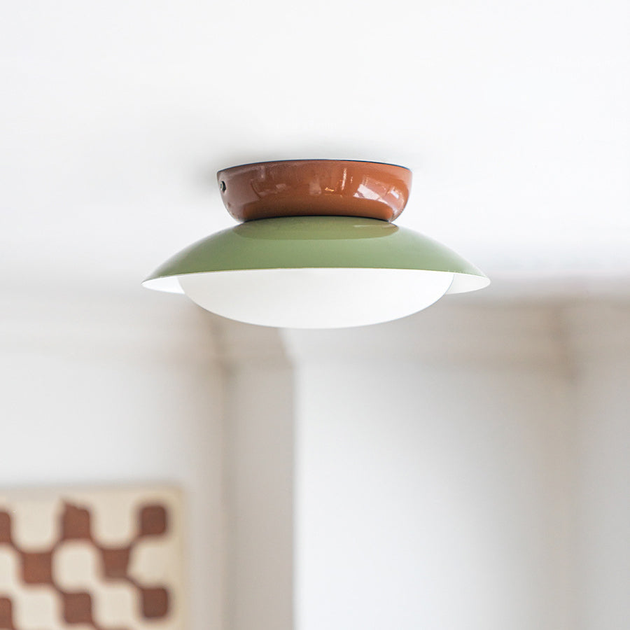 Contemporary Scandinavian LED Semi-Flush Mount Ceiling Light - Geometric Semicircle Shade for Living Room