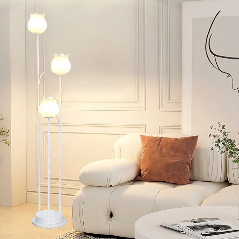 Contemporary Scandinavian 3-Light Floor Lamp - Iron & Glass for Living Room