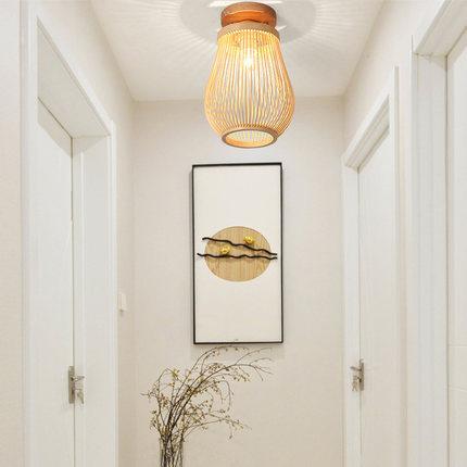 Modern Minimalist Bamboo Weaving Ceiling Lamp - Flush Mount Light Fixture
