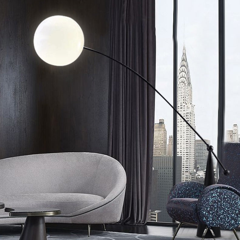 Contemporary Tapered Base Fishing Rod Floor Lamp - 1-Light Iron & Glass Design for Living Room