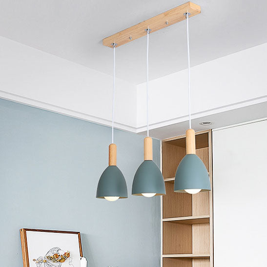 Nordic Minimalist Macaron Chandelier - 1/3-Light Solid Color Design, Modern Hanging Light Fixture for Dining Room or Living Space