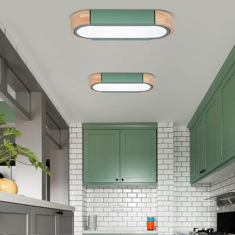 Contemporary Scandinavian Long Oval Iron Log Acrylic LED Flush Mount Ceiling Light for Bedroom