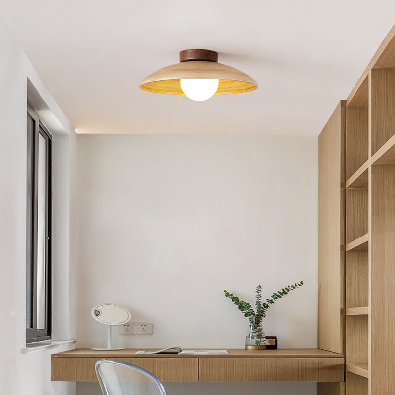 Wabi-Sabi Faux Woodgrain Semi-Flush Mount Ceiling Light - 1-Light Flying Saucer Design

Illuminate your space with our Wabi-Sabi Faux Woodgrain Semi-Flush Mount Ceiling Light. This stylish 1-light fixture combines the timeless beauty of natural wood grain