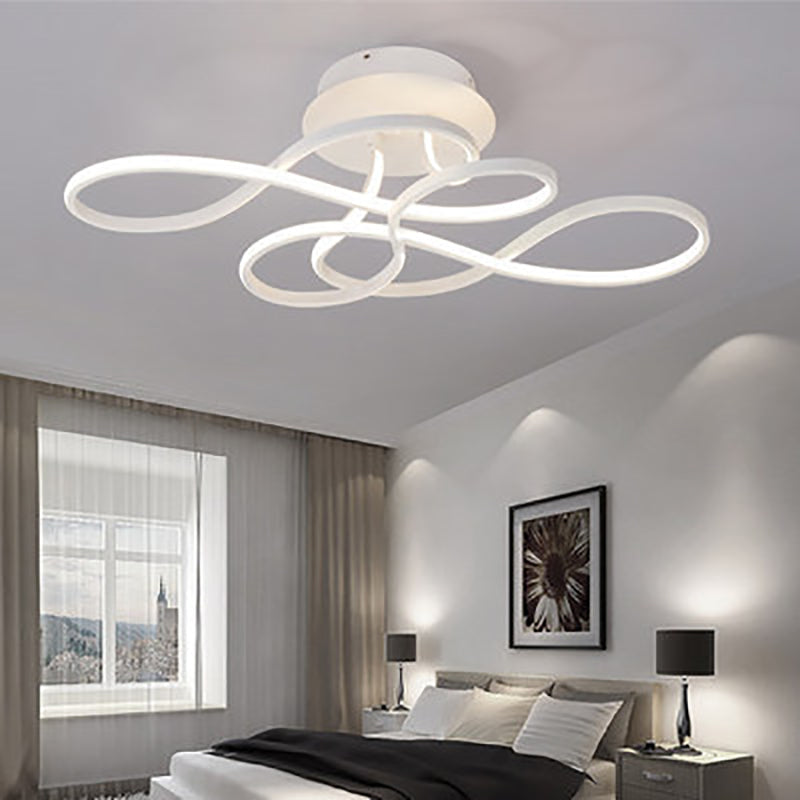 Modern Transitional Irregular Strip Aluminum Acrylic LED Semi-Flush Mount Ceiling Light for Living Room