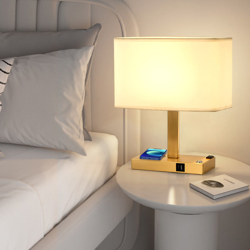Modern Minimalist Rectangular Cloth Iron 1-Light Table Lamp for Living Room, Contemporary Home Lighting, Stylish Bedside Lamp, Industrial Design Desk Lamp, Elegant Minimalist Decor, Versatile Table Lighting Solution, Chic Accent Lamp for Modern Interiors,