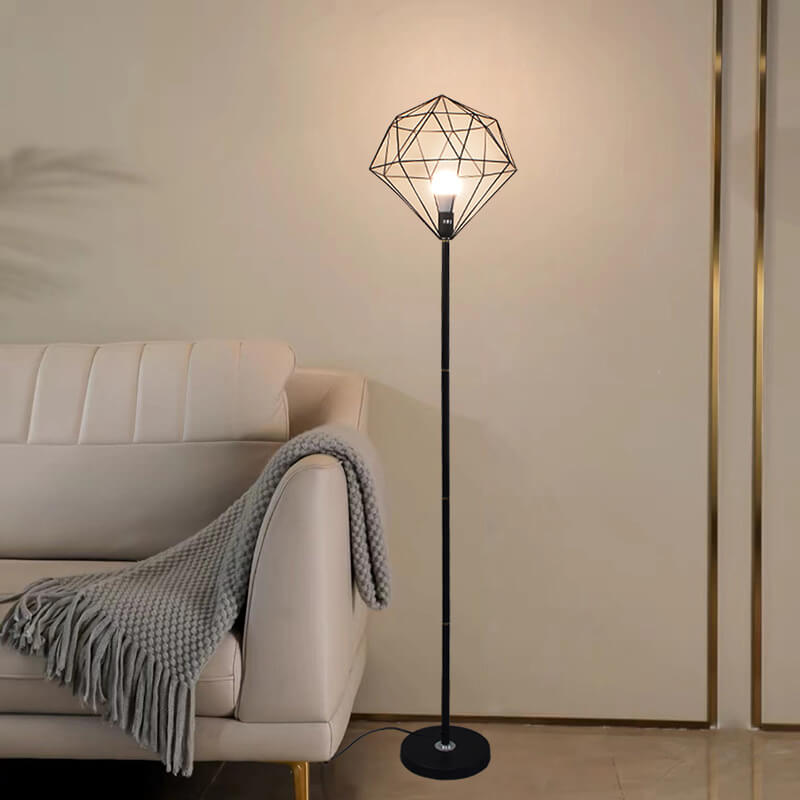 Contemporary Iron Hollow Diamond 1-Light Floor Lamp for Study